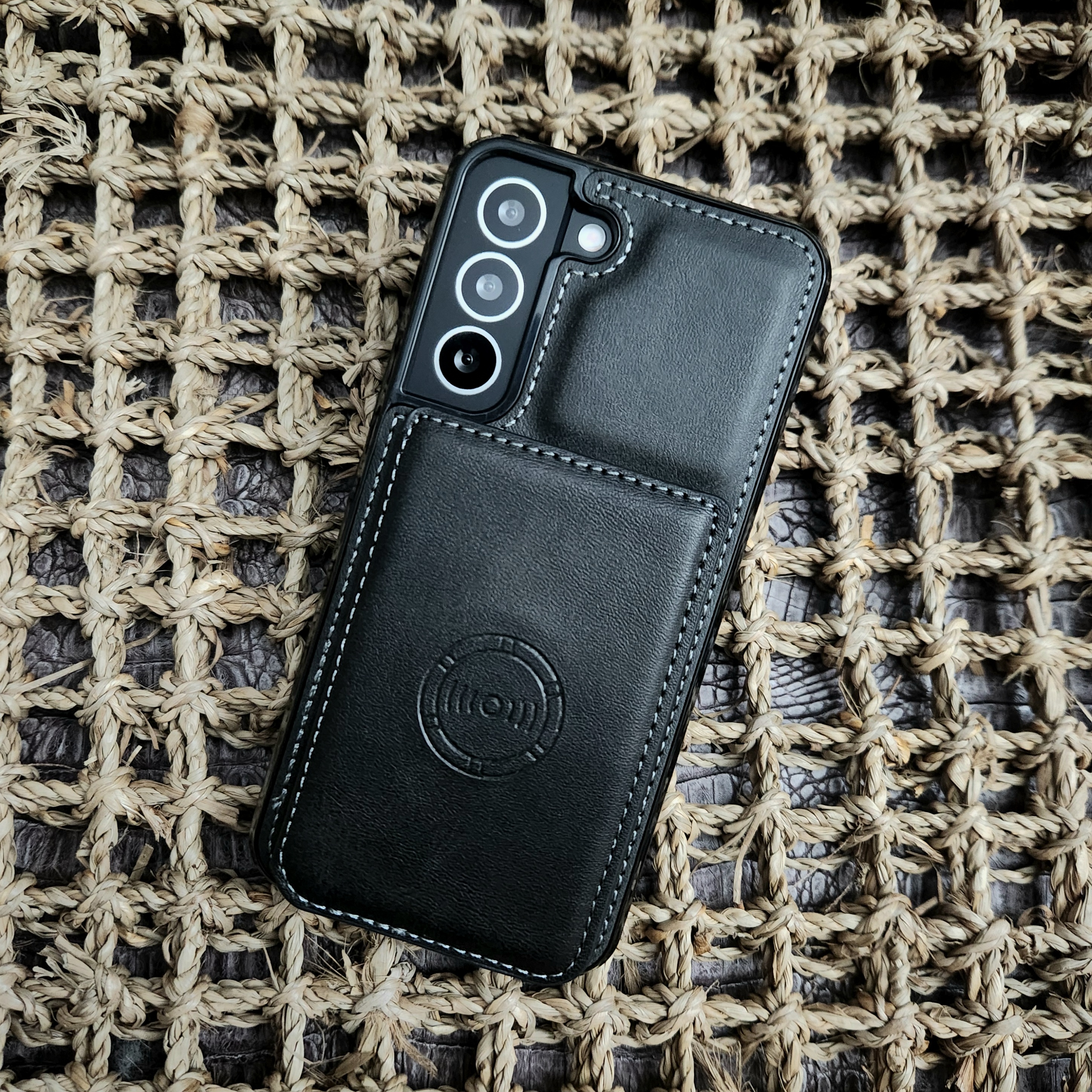 카드 케이스 지갑 가죽 범퍼 블랙, 갤럭시S22 - 상품 이미지