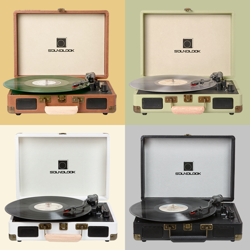 [2년 무상 AS] 사운드룩 빈티지 가방형 LP 플레이어 블루투스 스피커 턴테이블 SLT-100BT 압도적 가성비