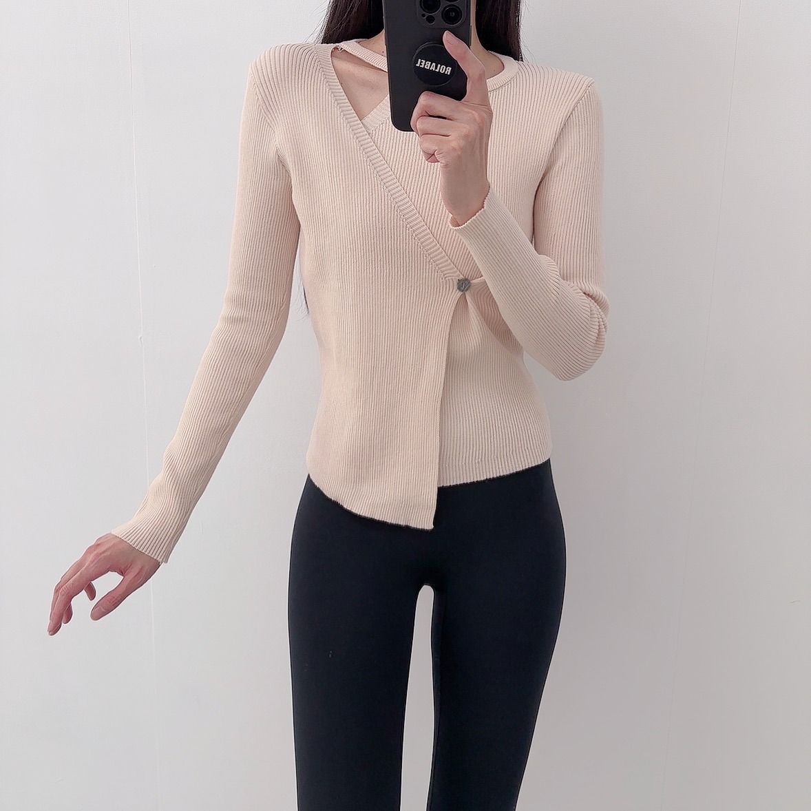 로라벨 포밍 필라테스복 여성 요가복 필라테스 요가 상의 티셔츠 운동복 커버업 랩 긴팔 - 상세 이미지 2