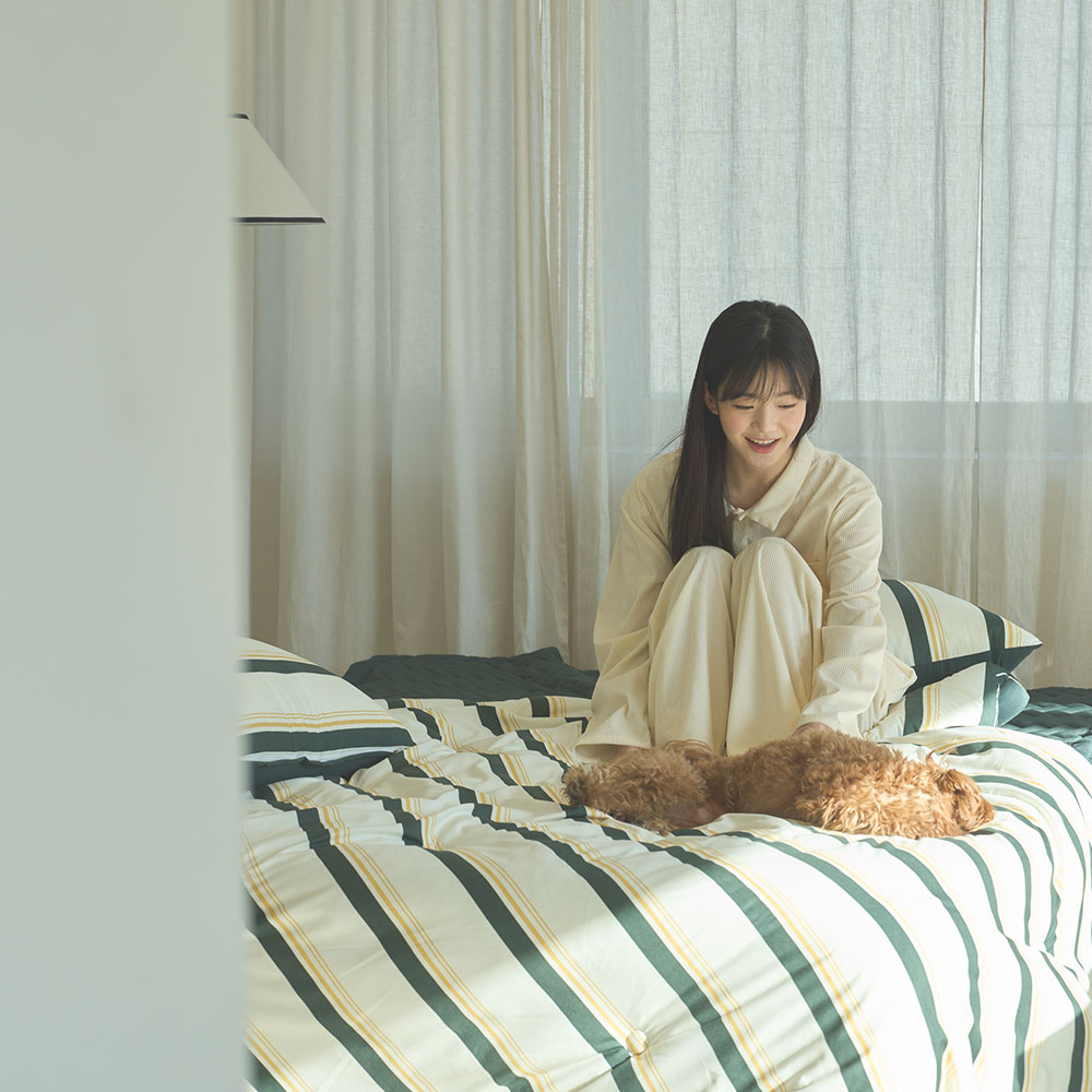 아르지오 빈티지 스트라이프 기숙사 차렵이불세트 퀸 킹 이불 라지킹 패드+베개커버2 이미지 2