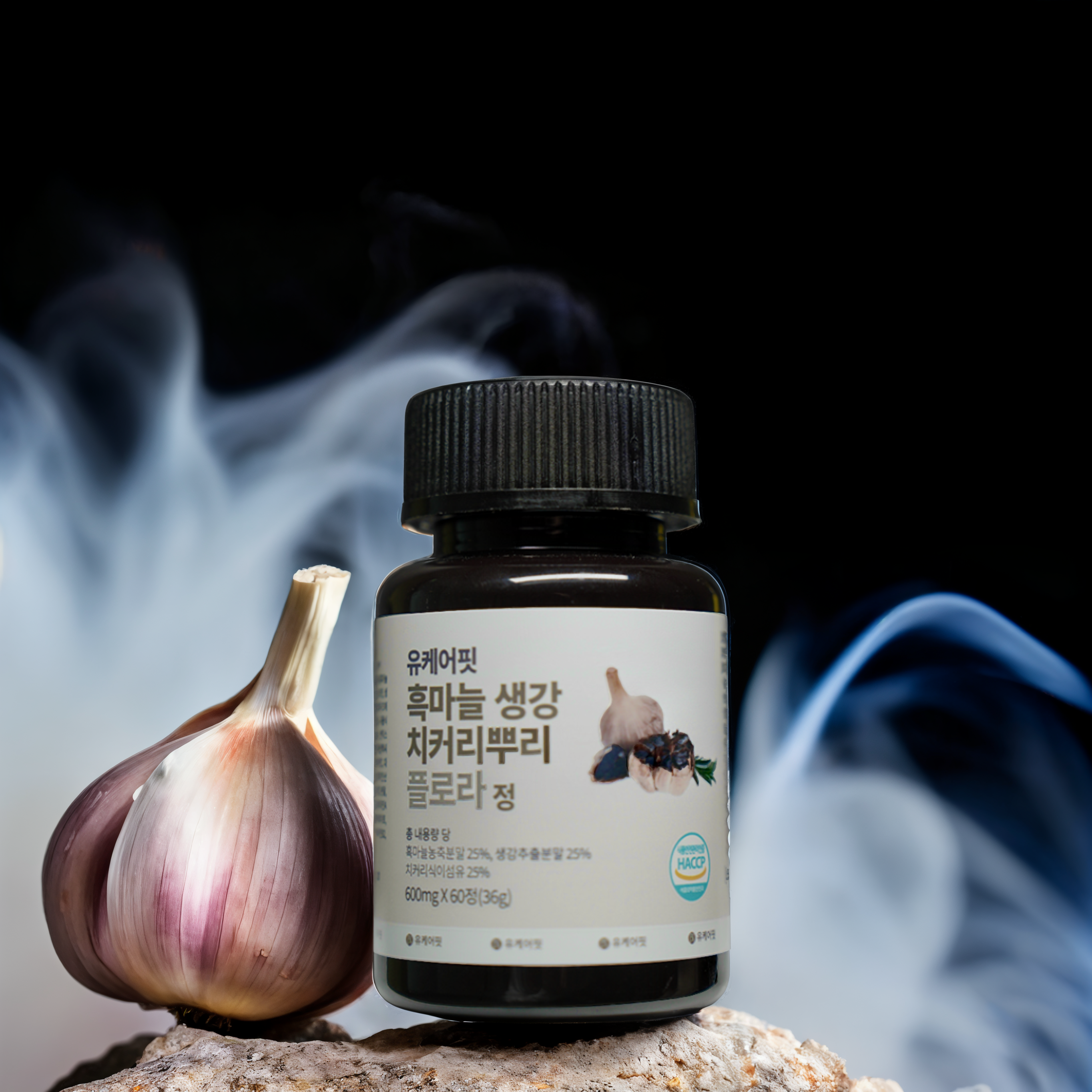 유케어핏 발효 흑마늘 흙마늘 생강 정 치커리뿌리 플로라 효능 60정, 3개 - 상세 이미지 2