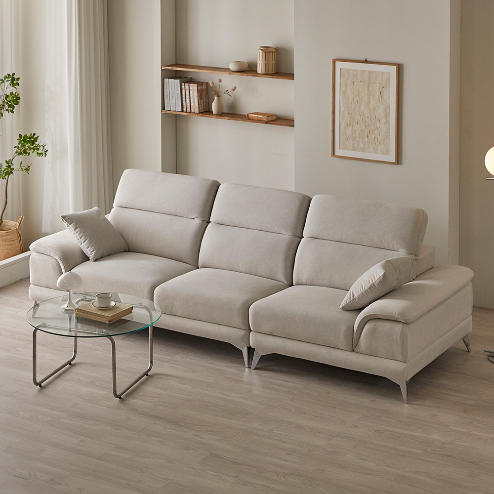 [특판행사] 아크 루카스 패브릭 소파 이지클린 갤럭시원단 스툴 스툴미포함, 아이보리, 4인용