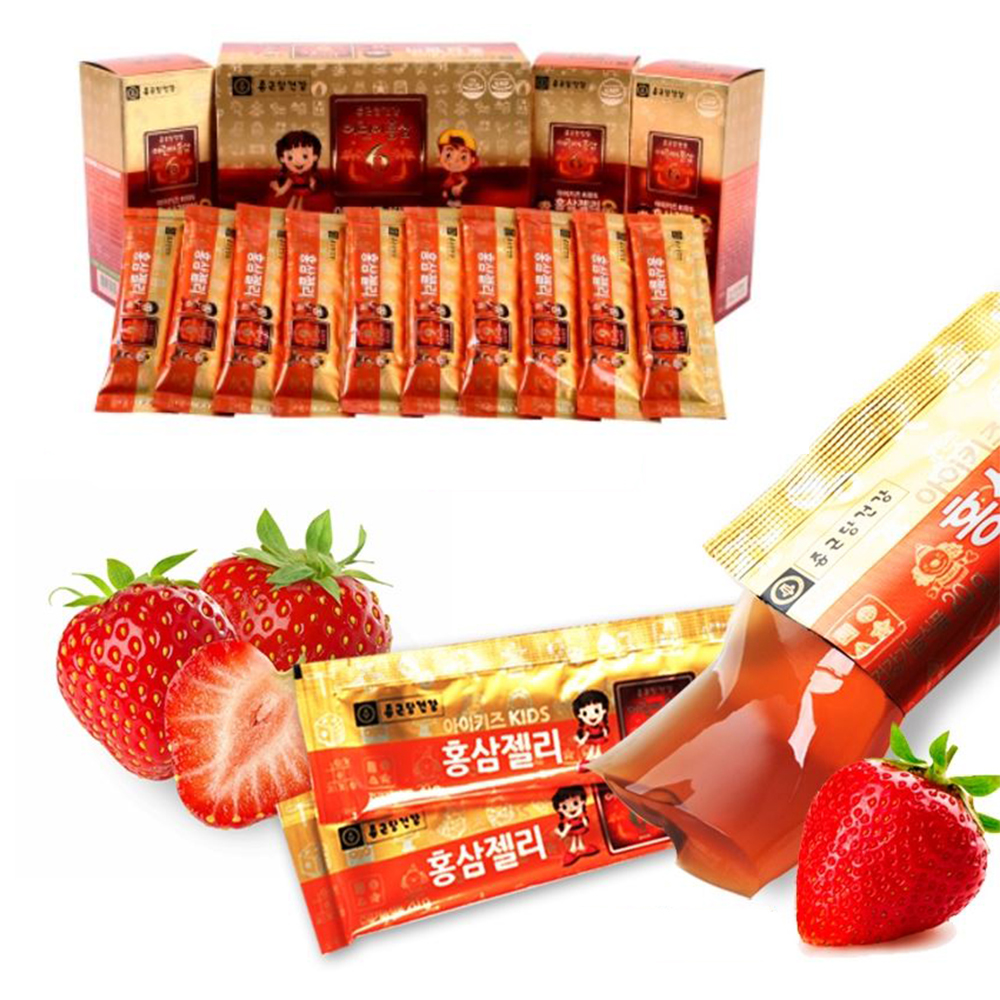 아이키즈 홍삼 젤리 30포 맛있는 딸기맛 젤리 1개월분