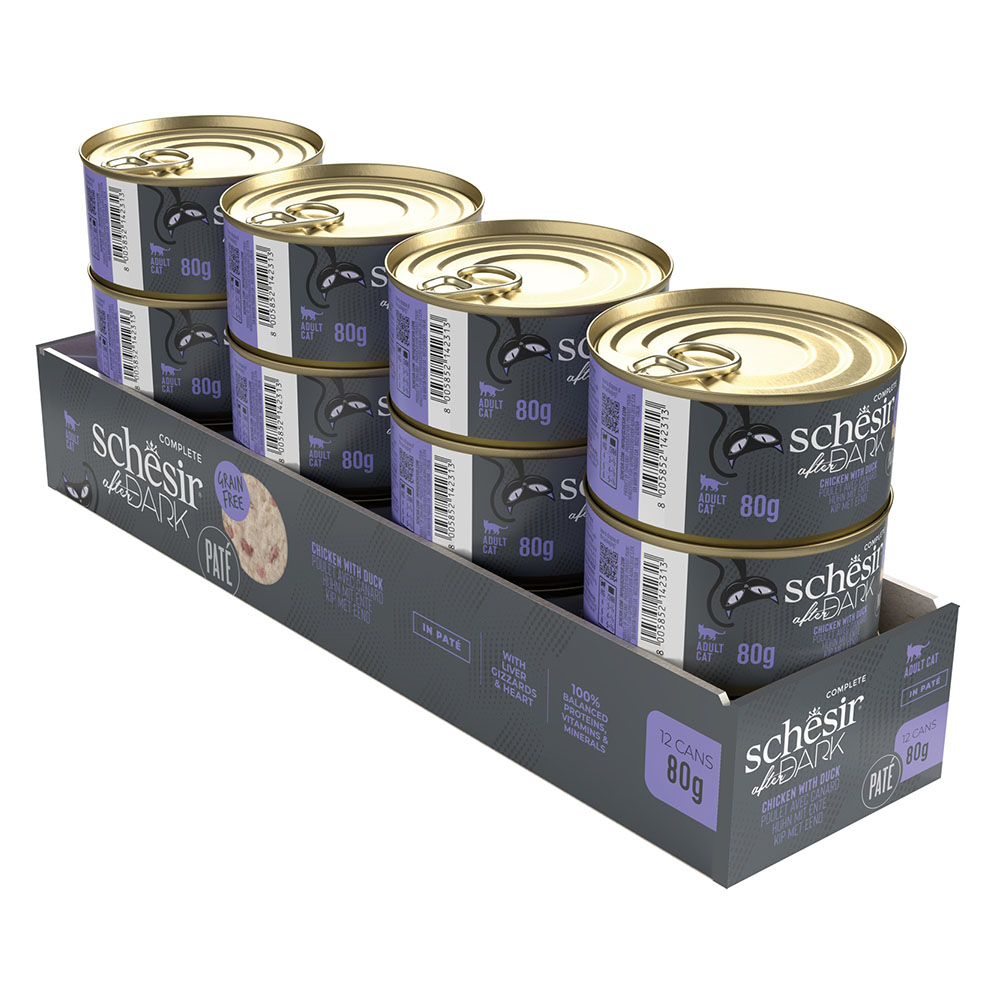 쉐지애 애프터다크 파테 주식캔 80g x 12개 닭고기&오리 그레인프리 고양이습식 - 메인 이미지