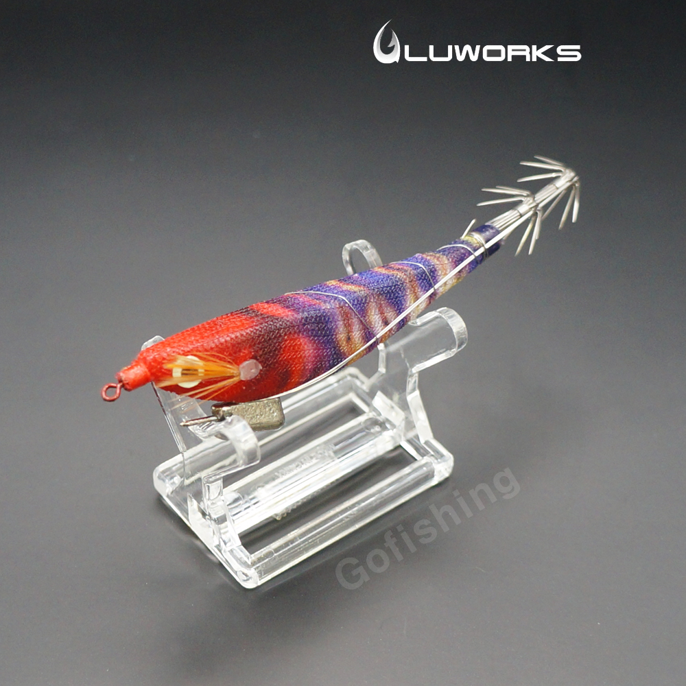루웍스 퍼플이네 삼봉 에기 심해 갑오징어 한치 오모리그 슷테 LWE-14 퍼플 새우, 9.8cm - 메인 이미지