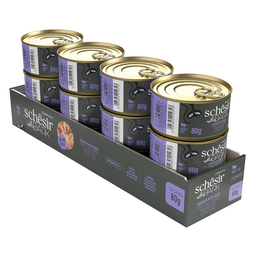 쉐지애 애프터다크 홀푸드브로스 주식캔 80g x 12개 닭고기&오리 그레인프리 고양이습식 - 메인 이미지