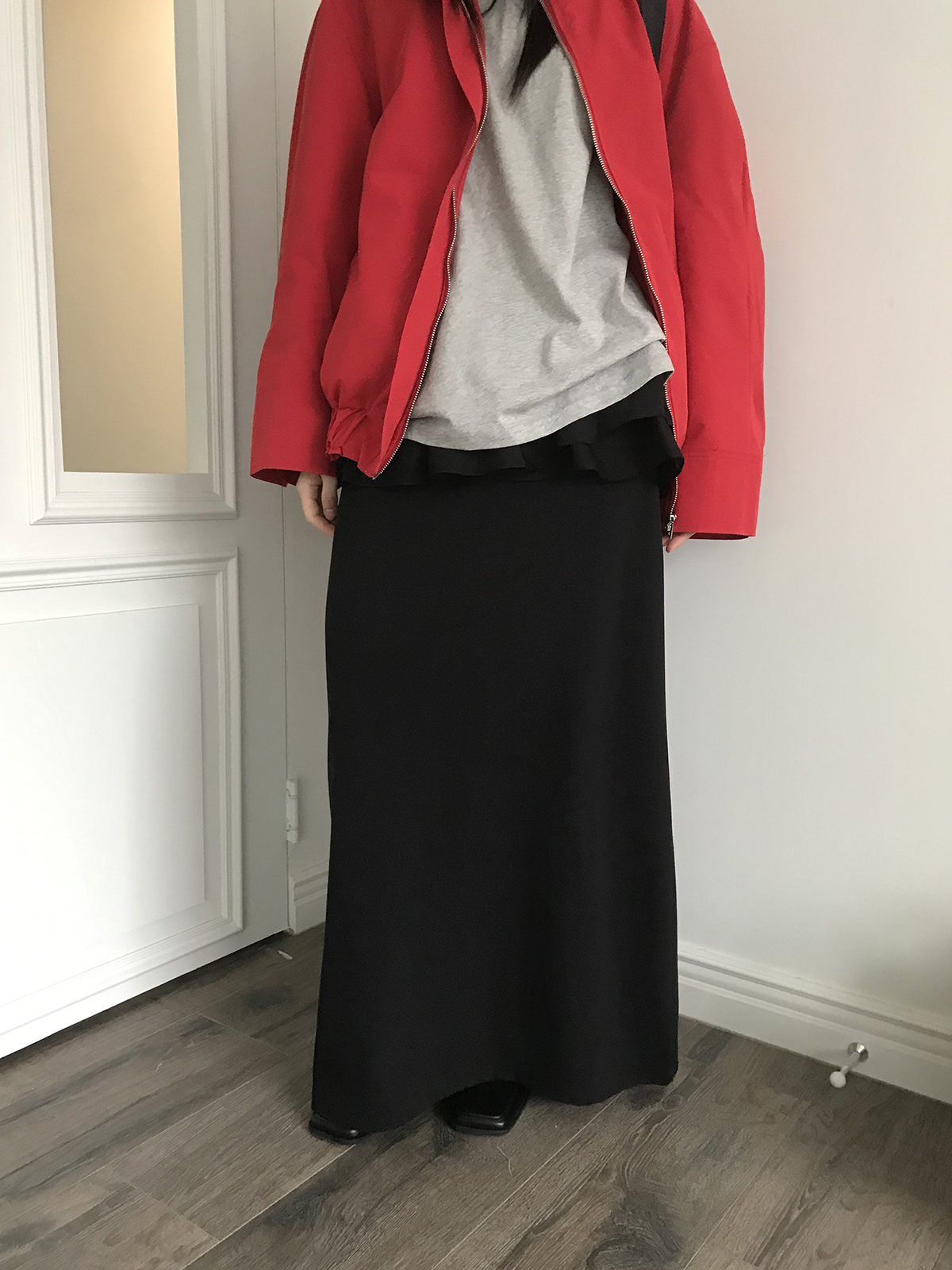 [미엔느] sleek jersey maxi skirt / 슬릭 져지 맥시 스커트 (2col) 상세 이미지 9