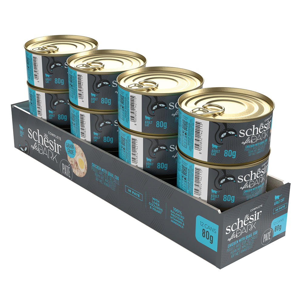 쉐지애 애프터다크 파테 주식캔 80g x 12개 닭고기&메추리알 그레인프리 고양이습식 - 메인 이미지