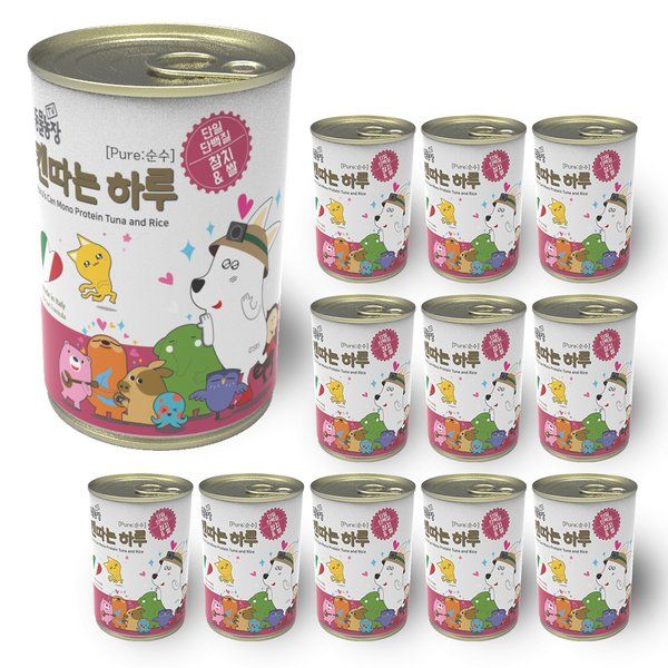 TV동물농장 TV동물농장 캔따는 하루 알러지캔 단일단백질 알러지케어캔 순수 참치와 쌀 400g x 12개 : 제이엘 COME FUNNY