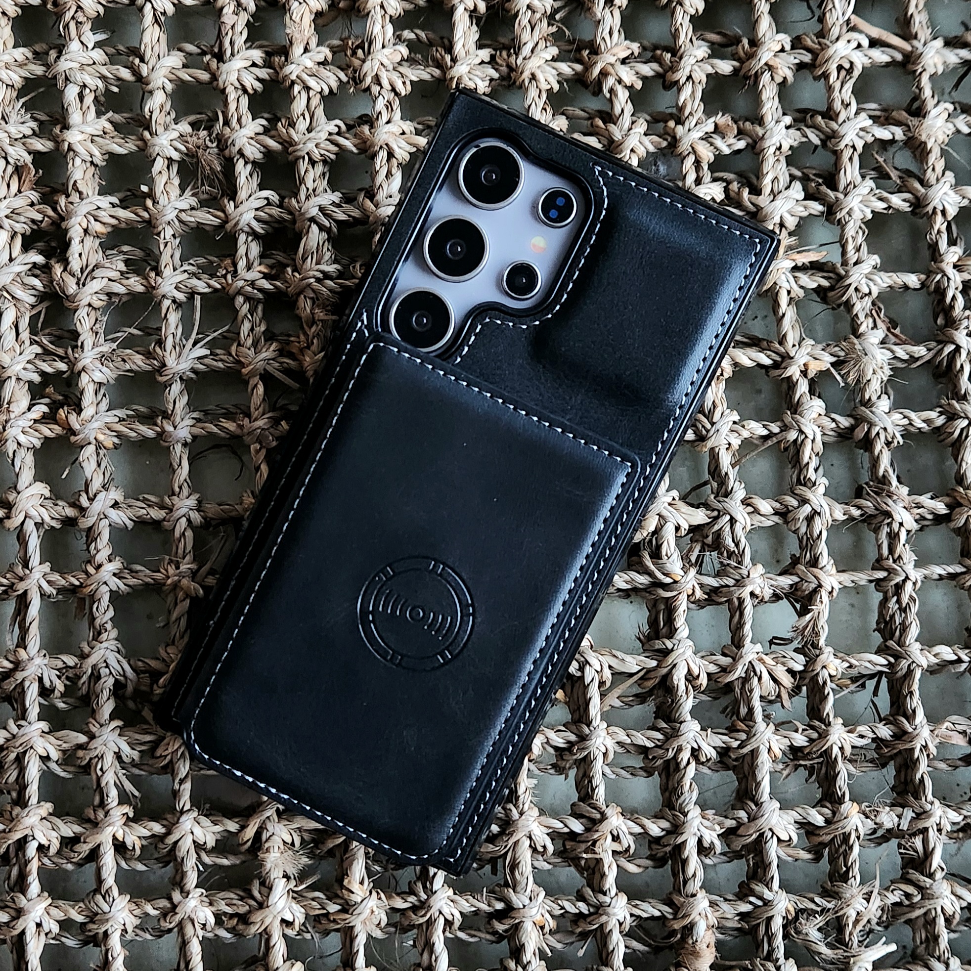 카드 케이스 지갑 가죽 범퍼 블랙, 갤럭시S25울트라