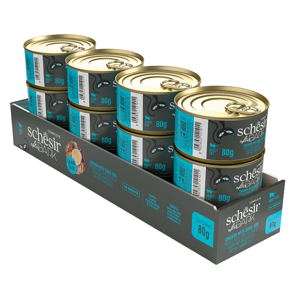 쉐지애 애프터다크 홀푸드브로스 주식캔 80g x 12개 닭고기&메추리알 그레인프리 고양이습식 - 상품 이미지