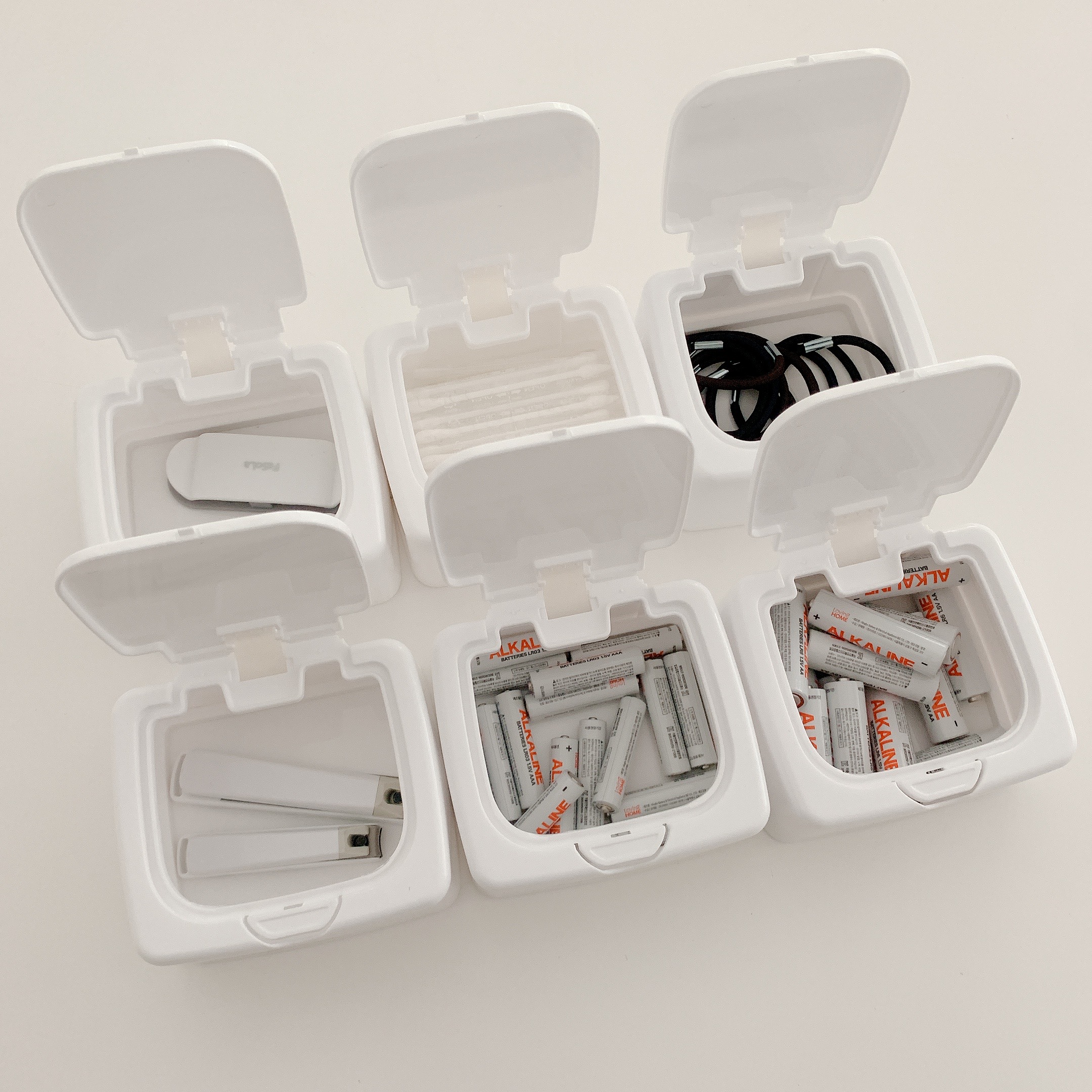 살림공간 원터치 다용도 정리함 소품정리함 화장솜 케이스 라벨스티커