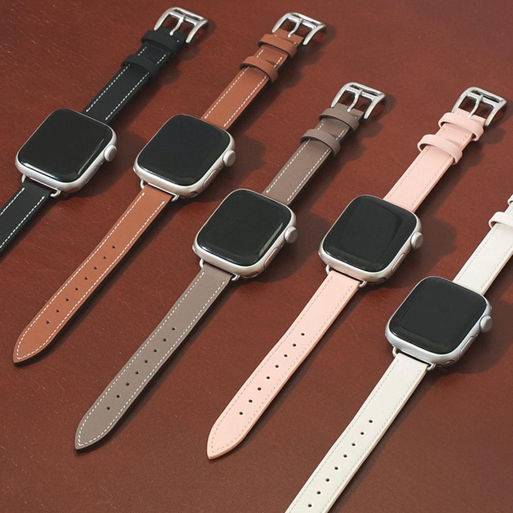 TXLX 애플워치 슬림 천연 가죽 스트랩 레더 밴드 10 9 8 7 SE 2 소가죽