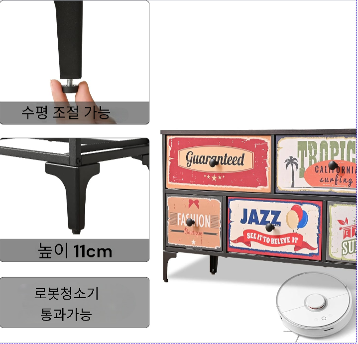샵메이트 빈티지 와이드서랍장 패브릭서랍장 원룸 원목 수납장 거실장 옷수납 - 상세 이미지 5