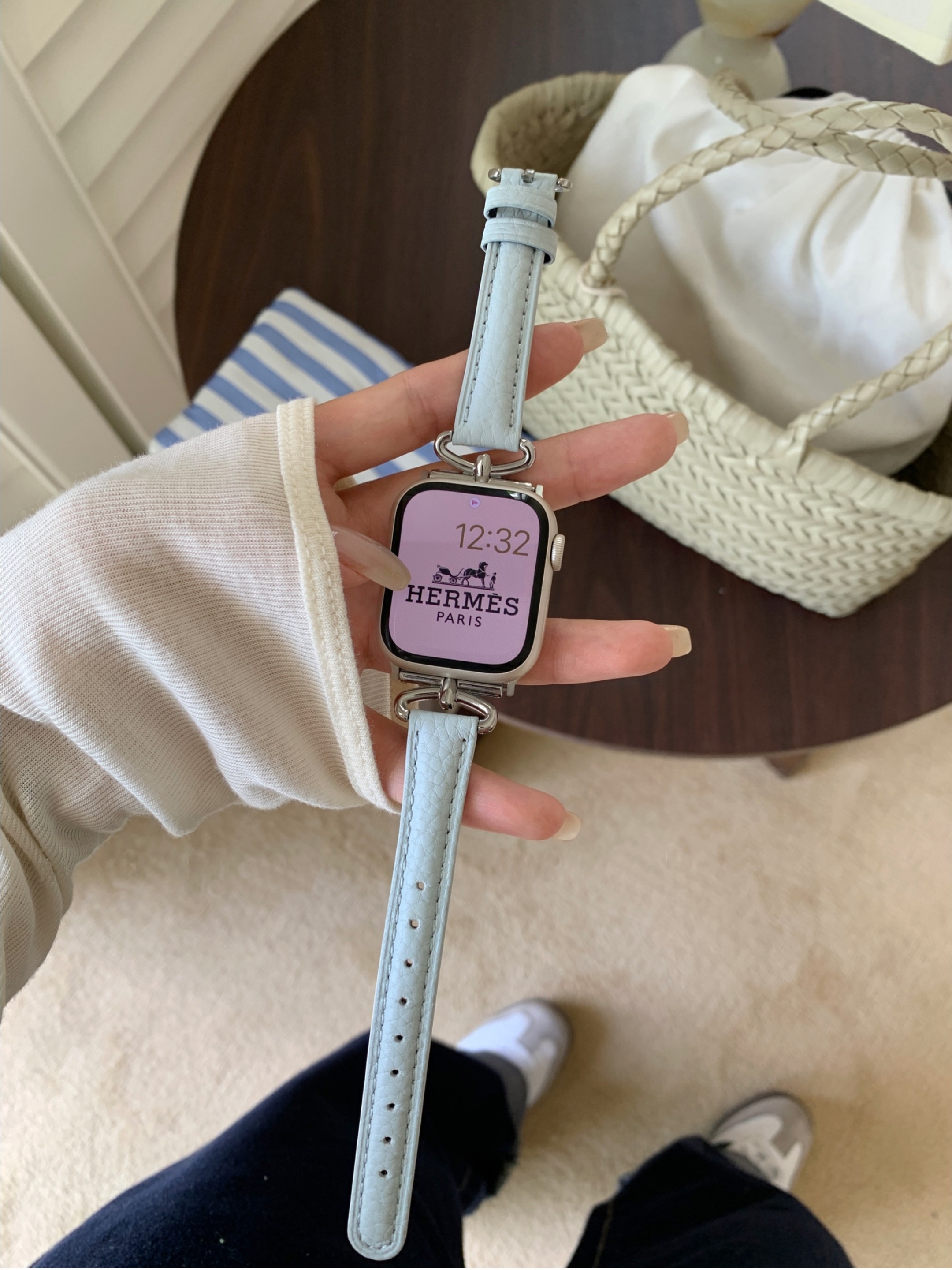 애플워치 가죽스트랩 메탈 파스텔 앱송레더 10 9 8 se 2 40mm 42mm 실버 이미지 7