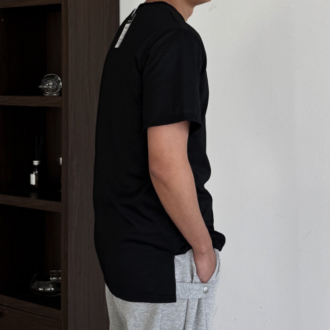1+1 남자 만르 박스 오버핏 텐타워싱 10CM 옆트임 레이어드 반팔티 - 상세 이미지 3