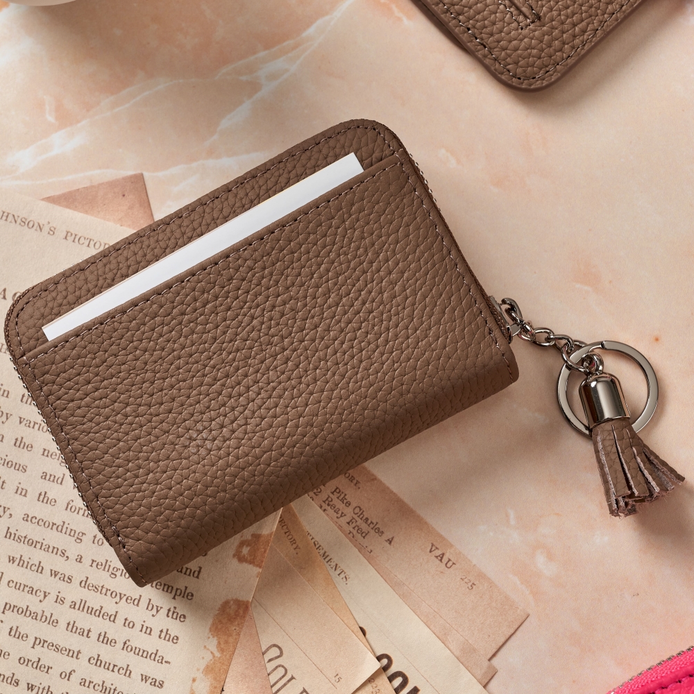 토고 가죽 슬림 여성 남성 여자 남자 지퍼형 아코디언 카드 지갑 홀더 동전지갑 키링