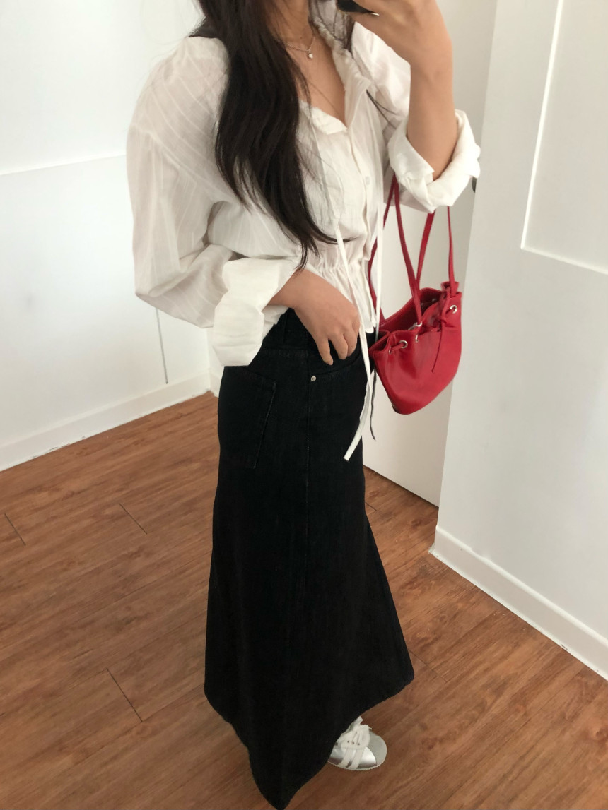 맥시 롱스커트 생지스커트 청치마 상세 이미지 16