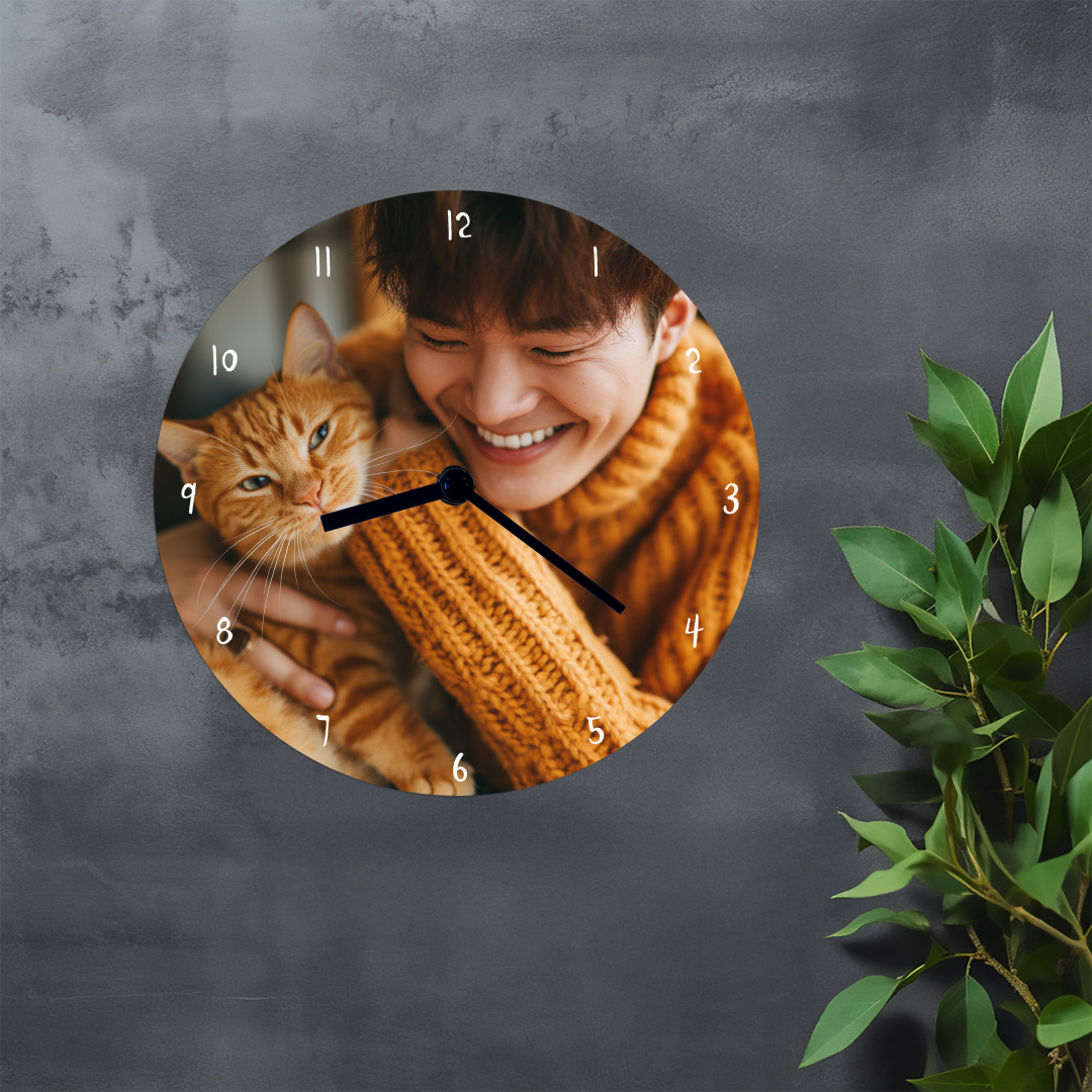 커스텀 무소음 시계 주문 제작 벽시계 탁상시계 사진 포토 벽걸이 개업 결혼 선물 원형S - 상세 이미지 3