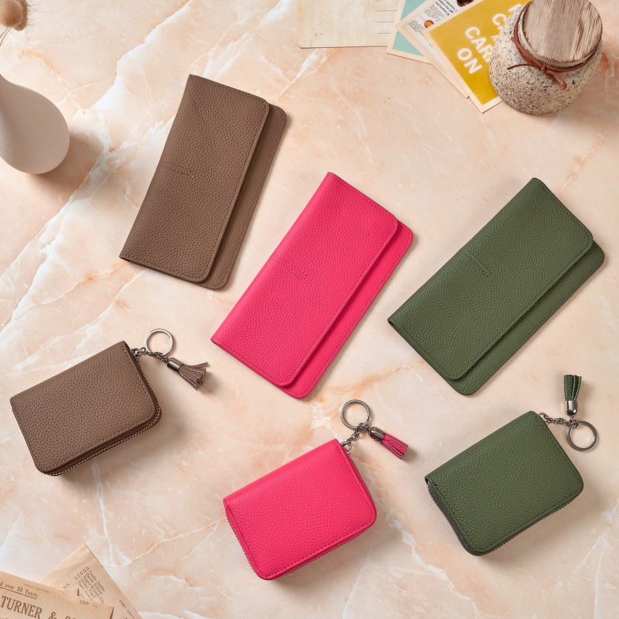 토고 가죽 슬림 여성 남성 여자 남자 지퍼형 아코디언 카드 지갑 홀더 동전지갑 키링