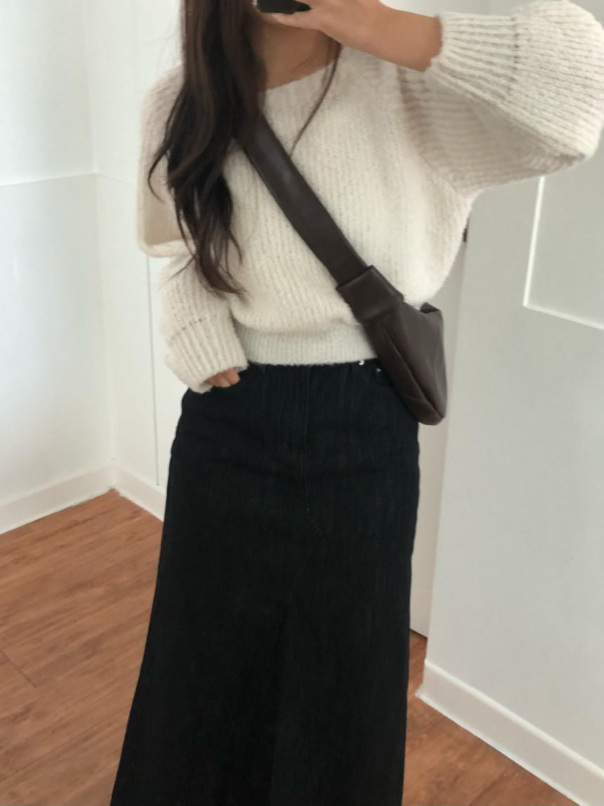 맥시 롱스커트 생지스커트 청치마 상세 이미지 11