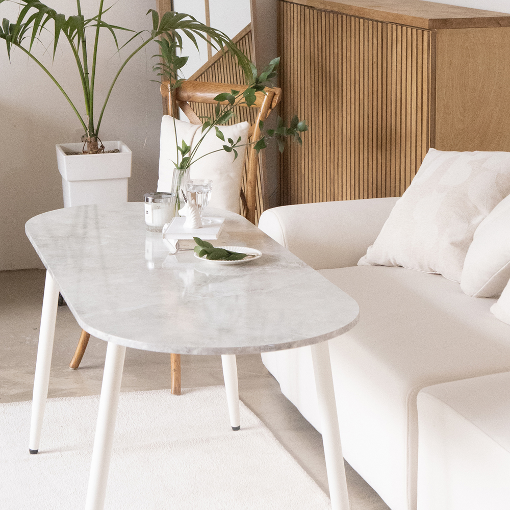 국산 높은 소파테이블 원형 거실 테이블 커피 탁자 낮은 식탁 타원형 1200 철제다리