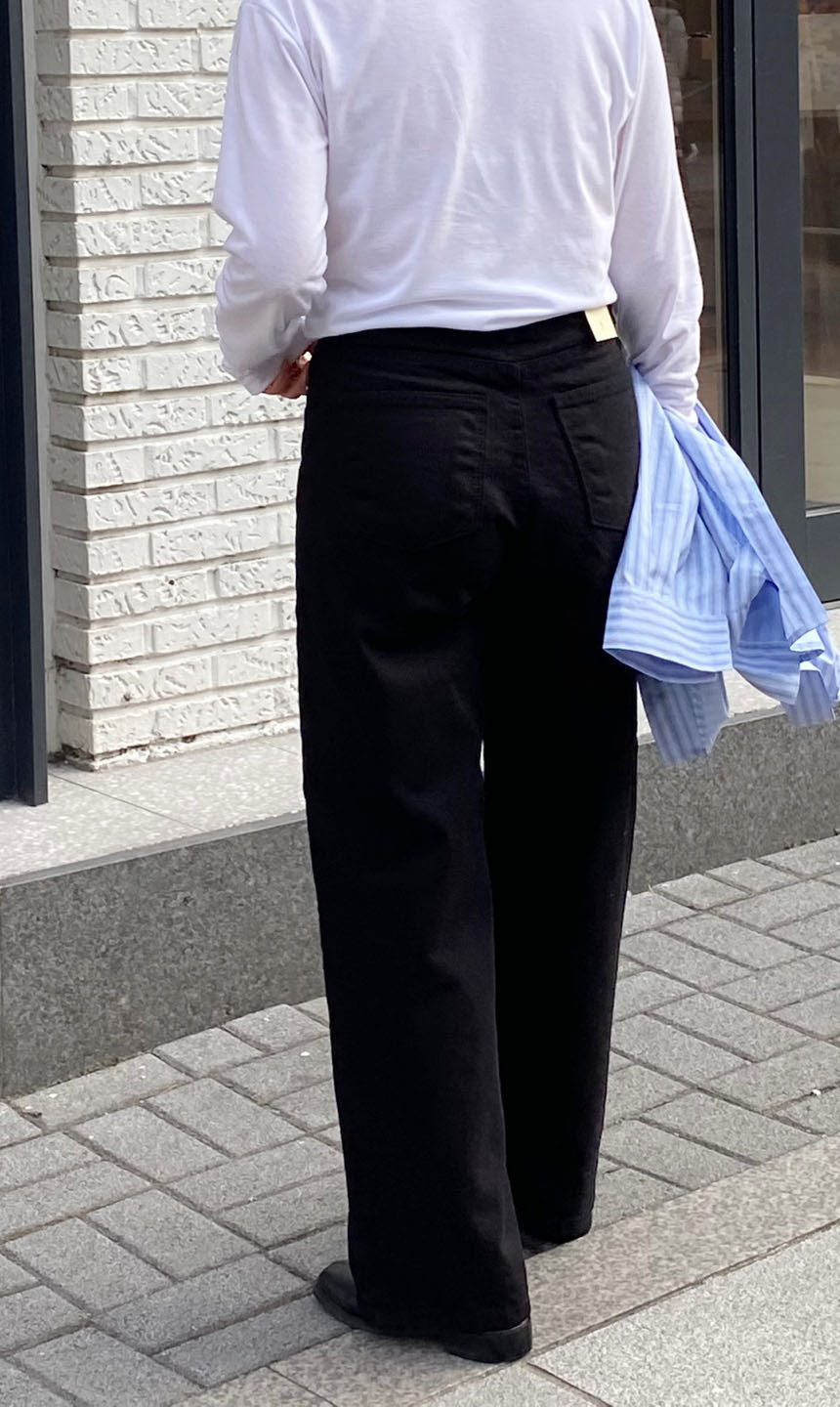 키작녀바지 블랙 코튼 세미와이드 일자핏 팬츠 상세 이미지 8