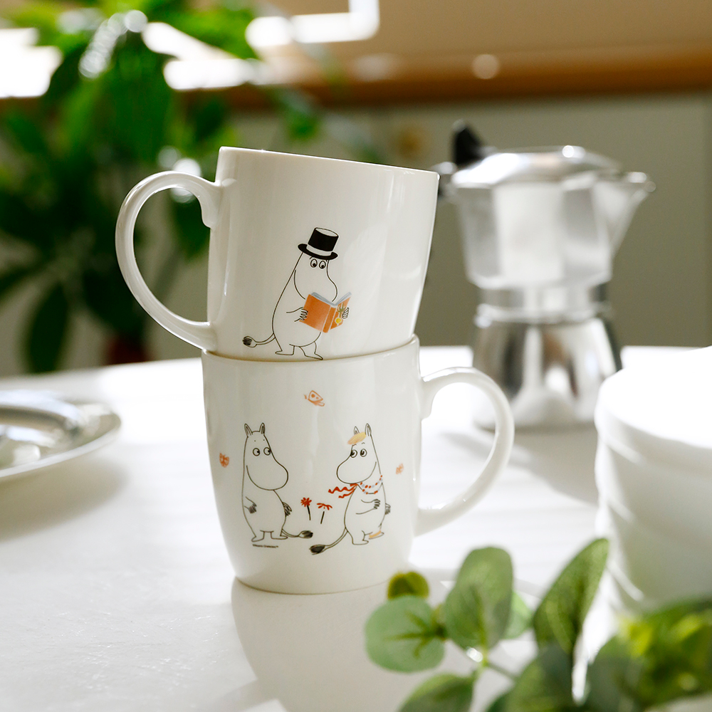 무민 본차이나 머그컵 동물 캐릭터 손잡이 커플 도자기 홈카페 커피 잔 선물 moomin - 상세 이미지 2