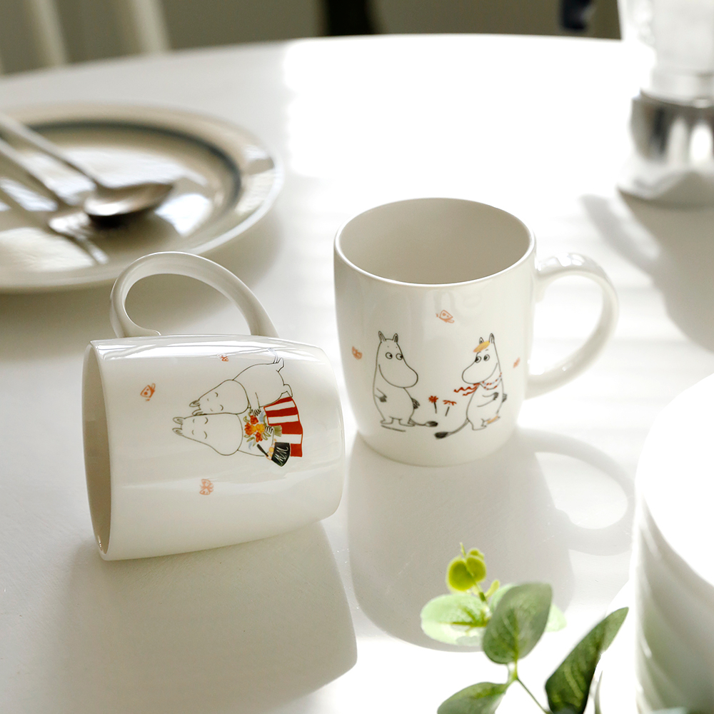 무민 본차이나 머그컵 동물 캐릭터 손잡이 커플 도자기 홈카페 커피 잔 선물 moomin - 상세 이미지 3