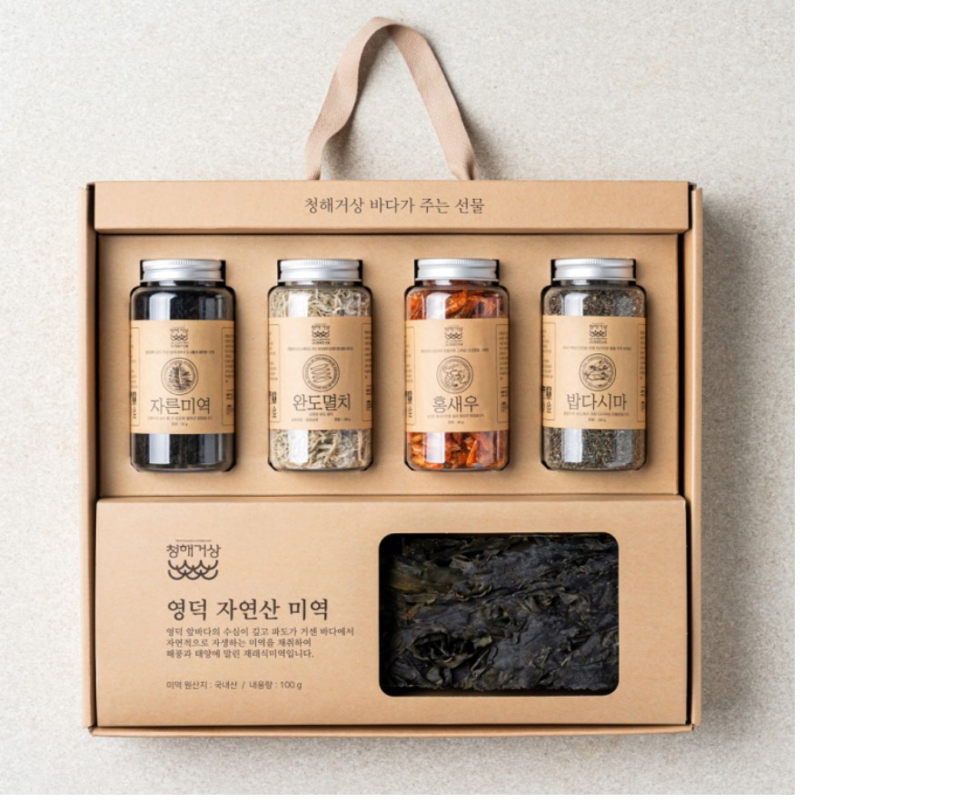 명절 맞춤 자연산 미역과 건어물 4종 혼합세트 청해거상 : 구쿠다스