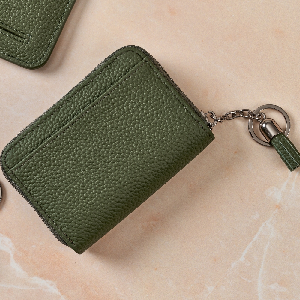 토고 가죽 슬림 여성 남성 여자 남자 지퍼형 아코디언 카드 지갑 홀더 동전지갑 키링