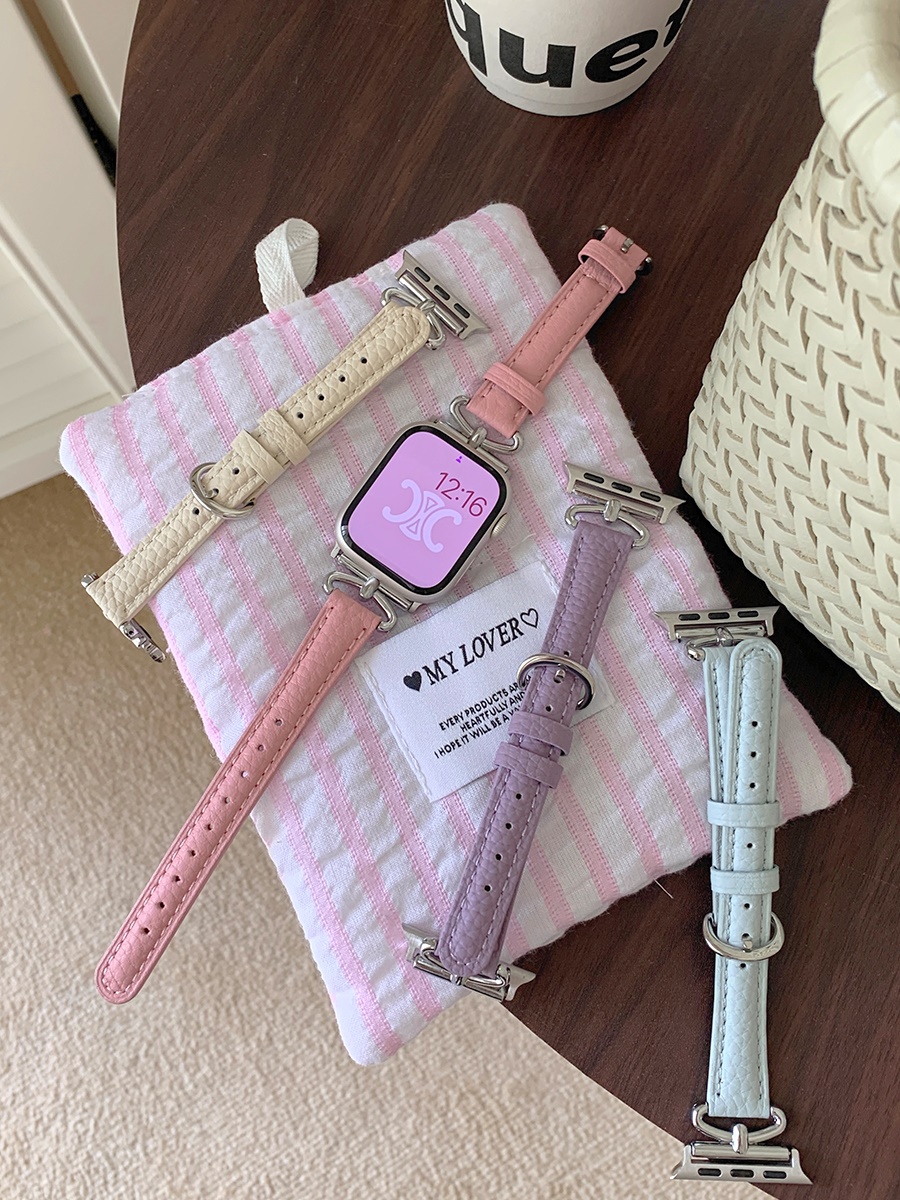 애플워치 가죽스트랩 메탈 파스텔 앱송레더 10 9 8 se 2 40mm 42mm 실버