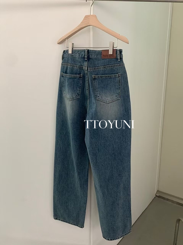 프리러브 freelove 매그넘 데님 일자핏 청바지 진청 떠유니 상세 이미지 3
