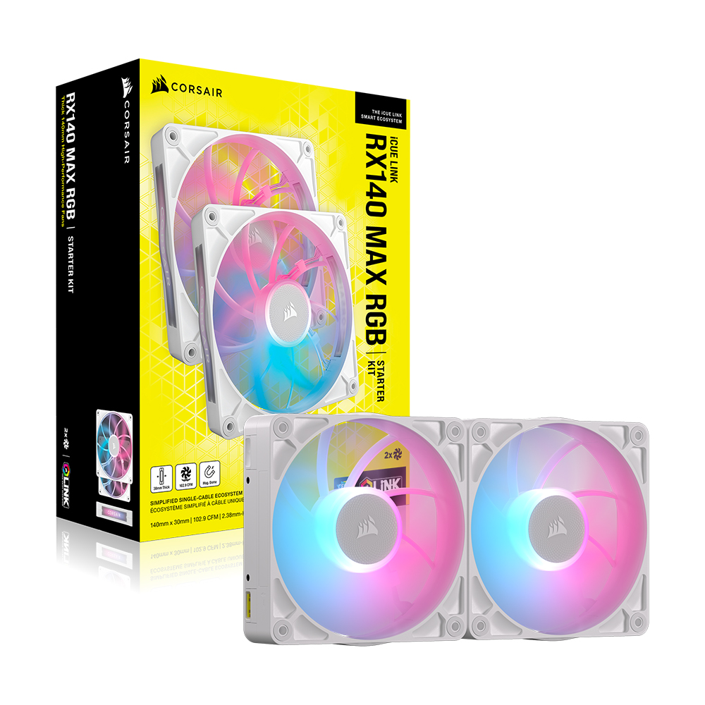 커세어 iCUE LINK RX140 MAX RGB 화이트, 2팩