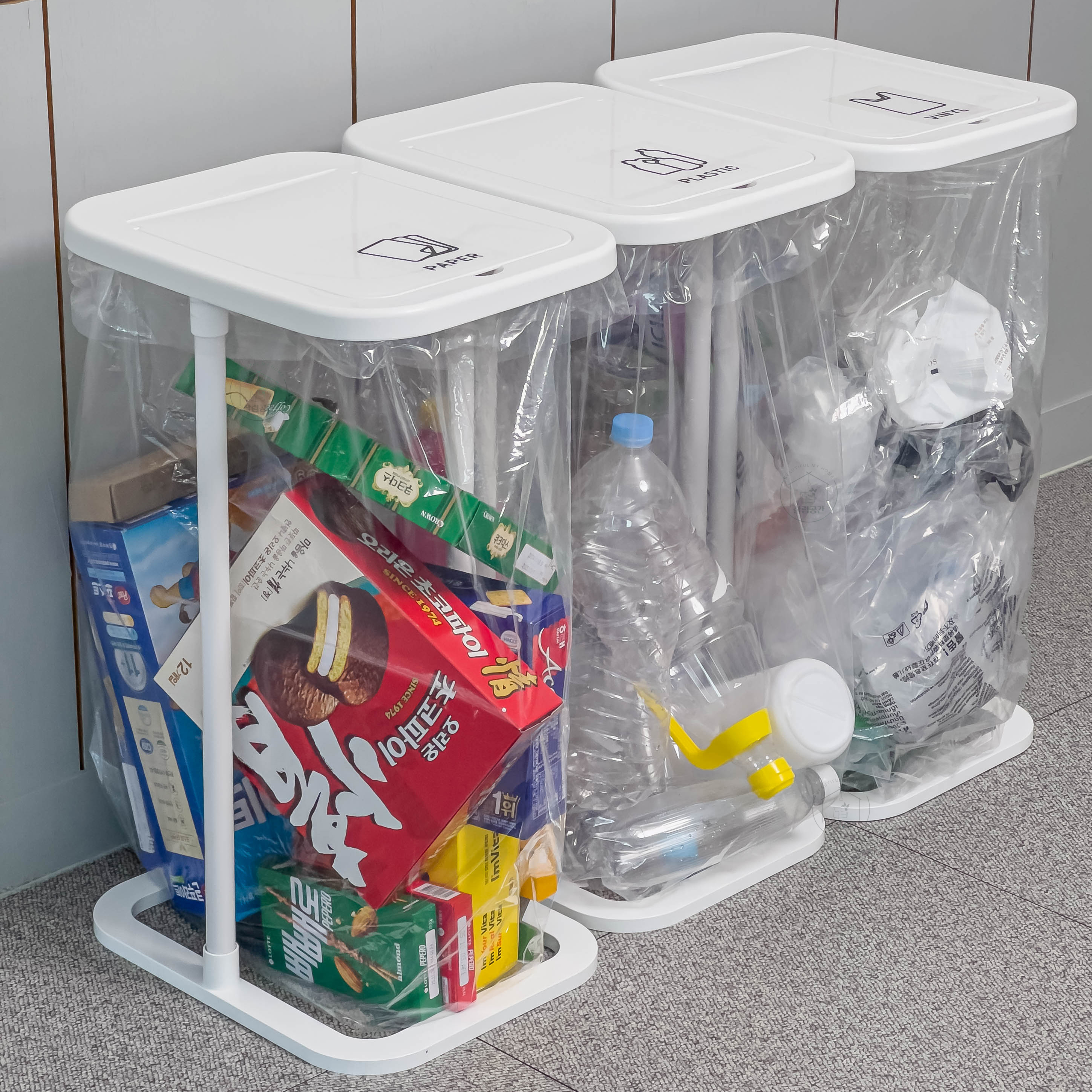 살림공간 비닐봉투 거치형 재활용 분리수거함 국내산
