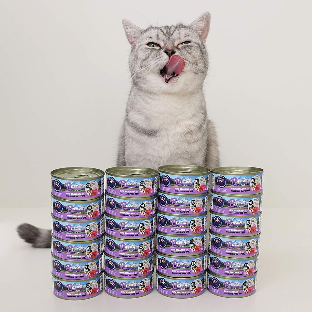 브리젠 뉴질랜드산 전연령 고양이 주식캔 습식사료 파테 참치+양고기, 80g, 24개