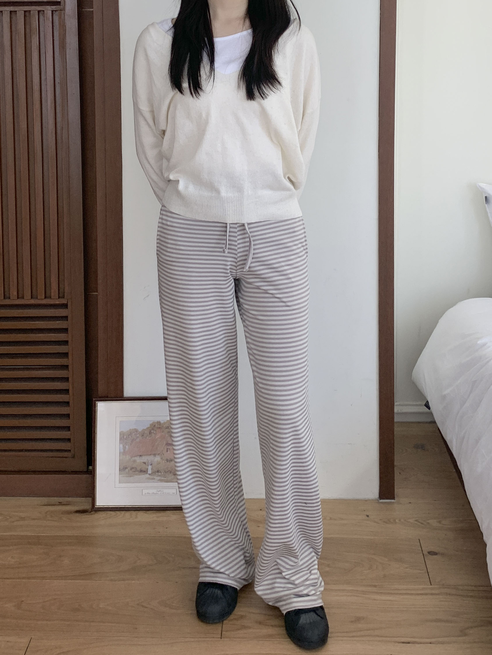 [빈티지♥/하체커버] 밀루 스트라이프 단가라 밴딩 팬츠 3color 상세 이미지 24