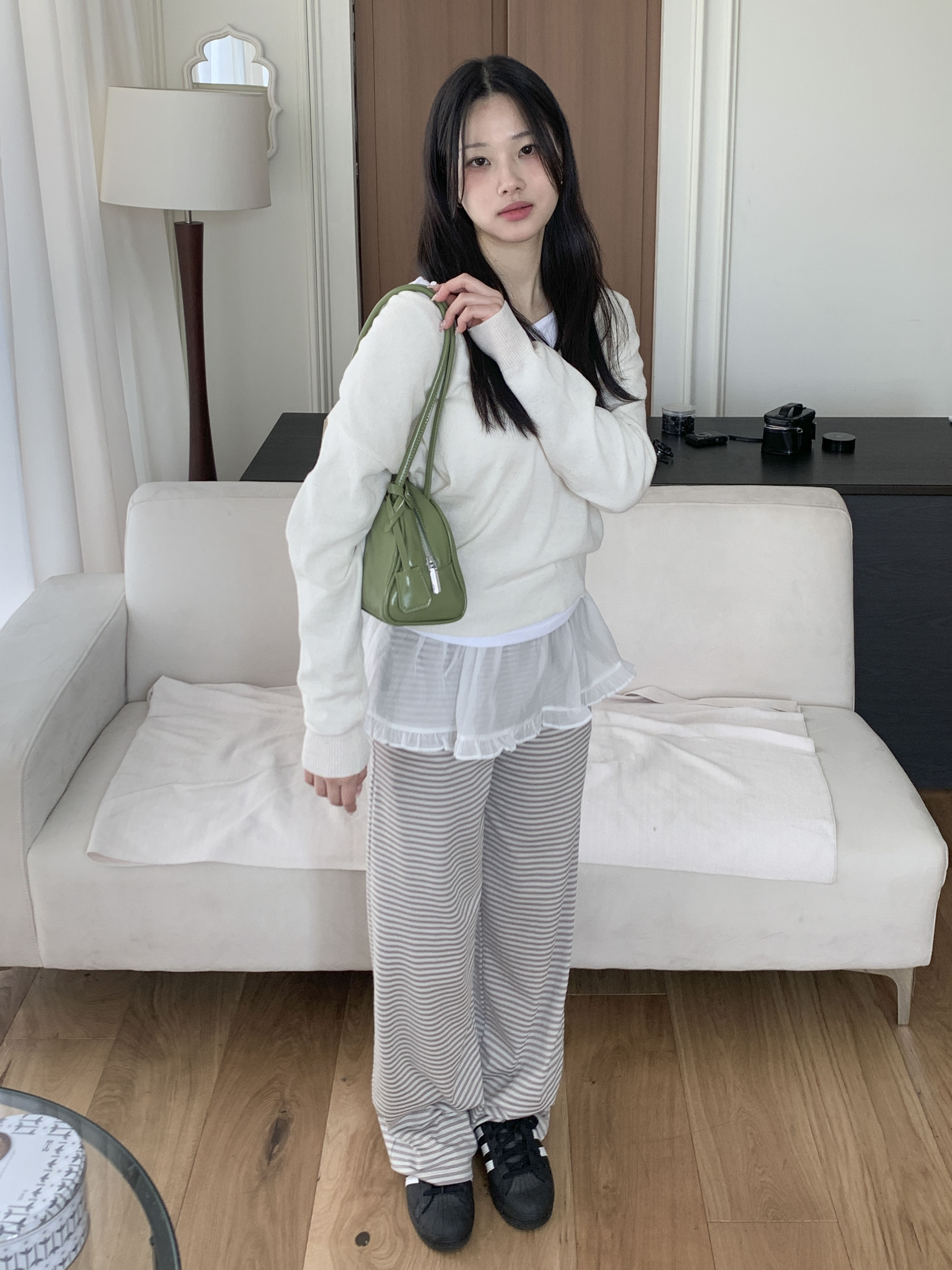 [빈티지♥/하체커버] 밀루 스트라이프 단가라 밴딩 팬츠 3color 상세 이미지 16