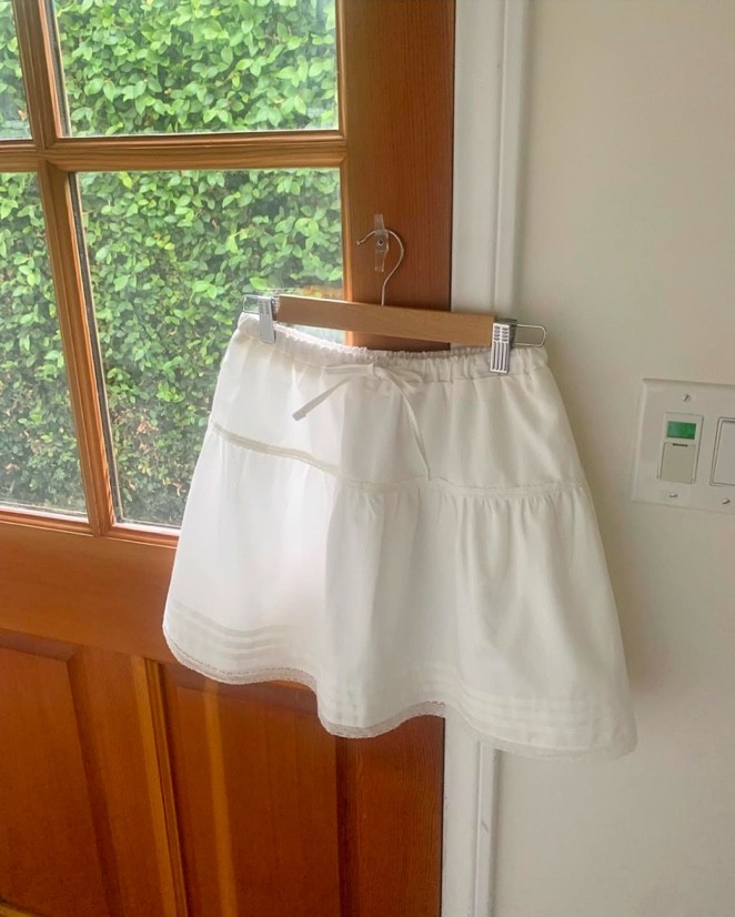 (당일배송) liter 리터 소피아 레이스 스커트 밴딩 a라인 플레어 셔링 미니 치마 상세 이미지 2