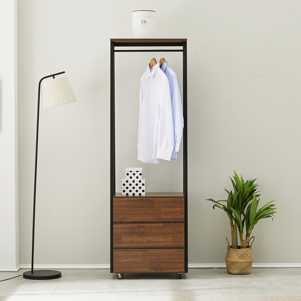 비바 서랍식행거 철제 시스템 일자 바퀴달린 이동식 3단 600 - 상품 이미지