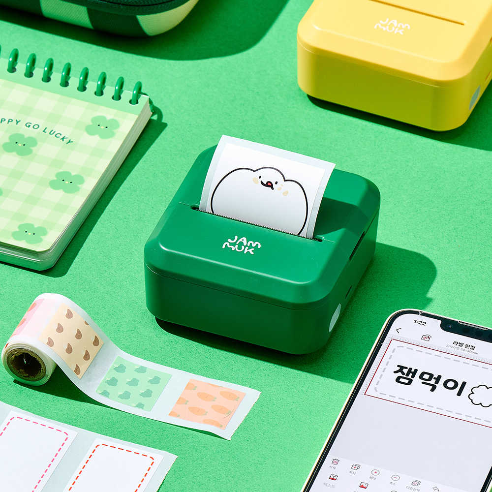 잼먹 라벨프린터기 라벨기 라벨 스티커 프린트 미니 네임