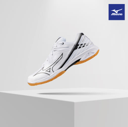 미즈노 MIZUNO 웨이브 클로3 71GA244328 화이트 블랙 배드민턴화 배구화 탁구화 인도어화 핸드볼화 체대입시화 - 상품 이미지