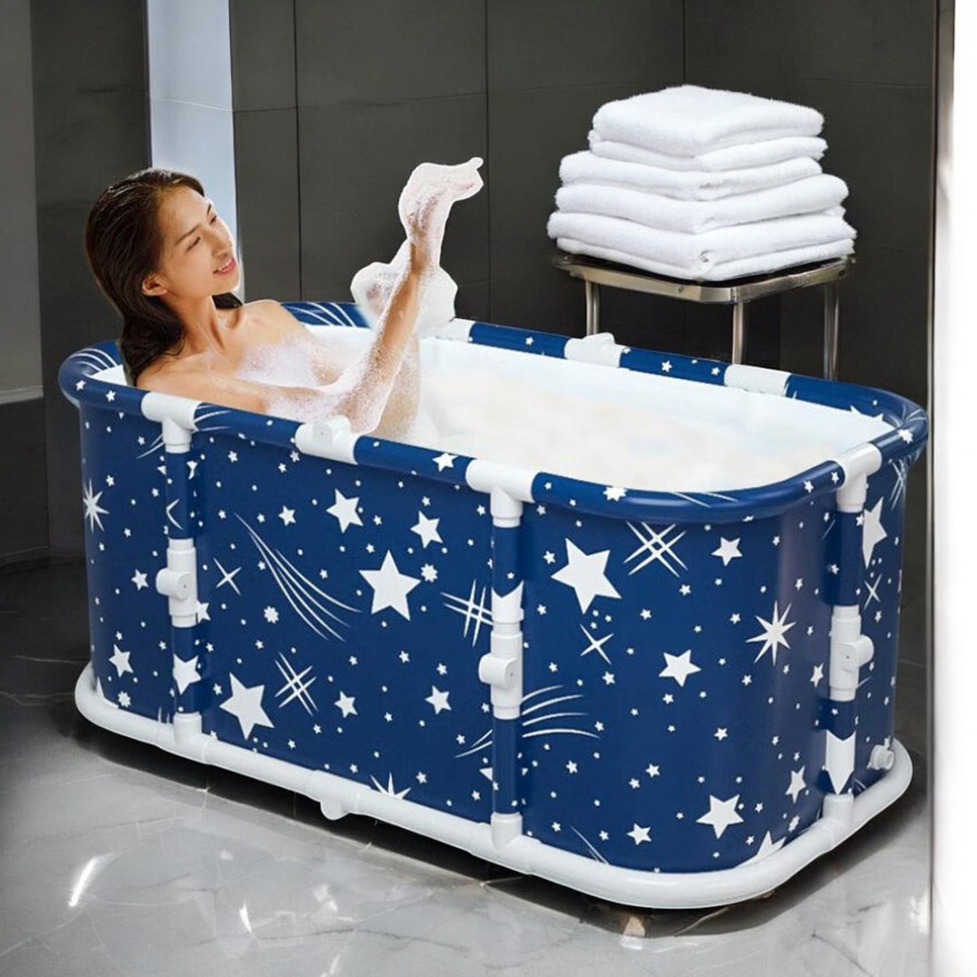3세대 접이식욕조 대형 반신욕기 1인 목욕탕 이동욕조 개인사우나 성이 간이 반신욕 밤하늘