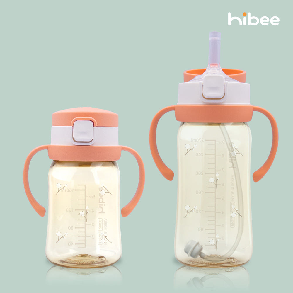 하이비 PPSU 에잇벤트 원터치 빨대컵 170ml 볼빵곰 초코브라운 빨대2종 포함