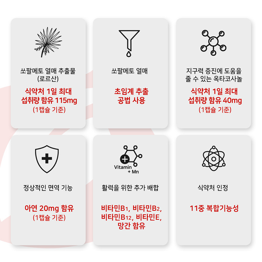 쏘팔메토 옥타코사놀 맥스 로르산 115mg 아연 초임계추출공법 특허캡슐 2박스 대용량 - 상세 이미지 3