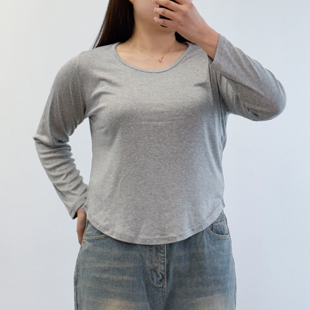 여성긴팔티 빅사이즈 이너 기본티 봄티셔츠 - 상세 이미지 4