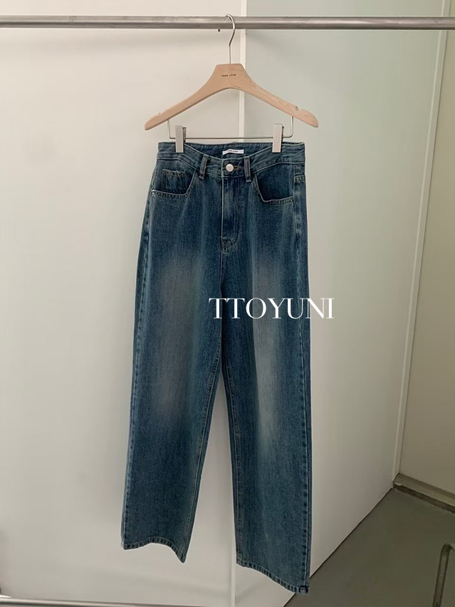 프리러브 freelove 매그넘 데님 일자핏 청바지 진청 떠유니 상세 이미지 6