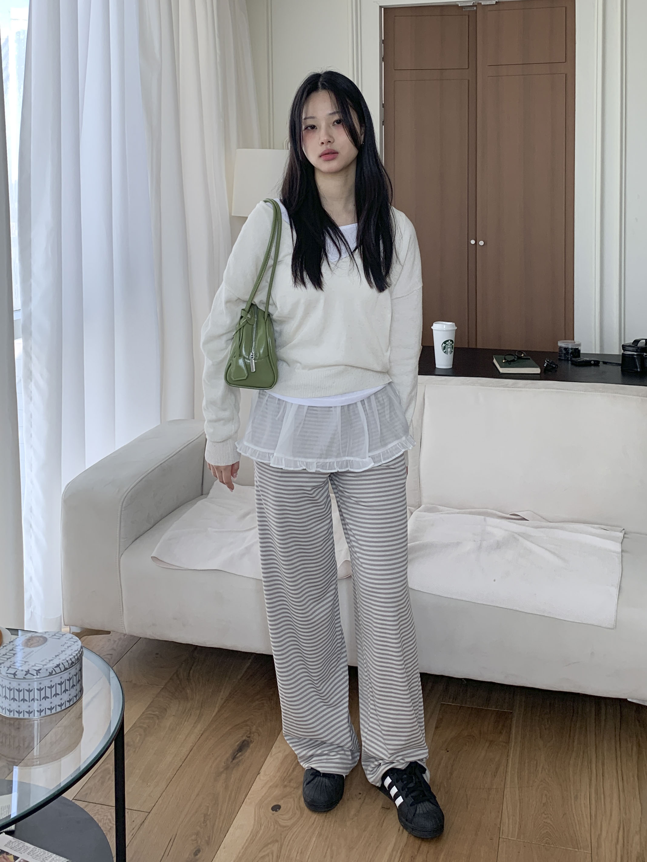 [빈티지♥/하체커버] 밀루 스트라이프 단가라 밴딩 팬츠 3color 상세 이미지 19