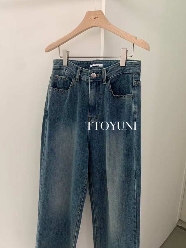 프리러브 freelove 매그넘 데님 일자핏 청바지 진청 떠유니 상세 이미지 5
