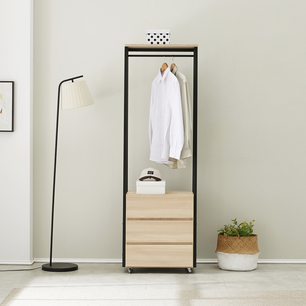 비바 서랍식행거 철제 시스템 일자 바퀴달린 이동식 3단 600 - 상세 이미지 3